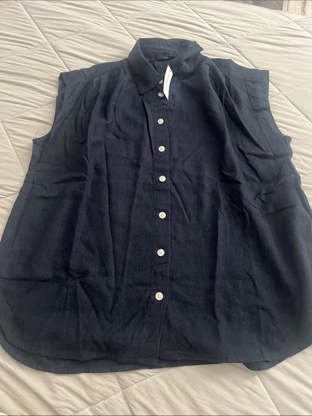 Banana Republic Sleeveless Button-Up Top - Navy Blue